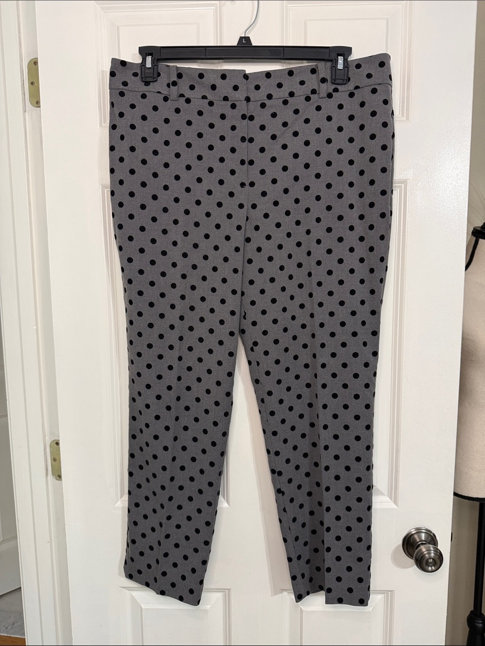 Ann Taylor Outlet Gray Polka Dot Cropped Ankle Pants - Missing Inside Button